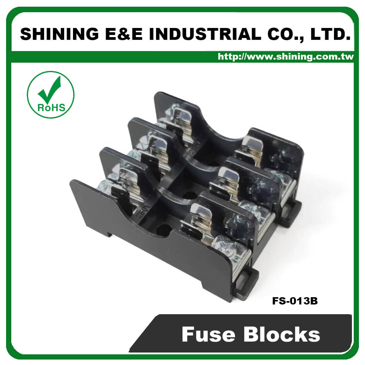 FS-013B For 6x30mm Fuse Din Rail Mounted 600V 10A 3 Way Fuse Block