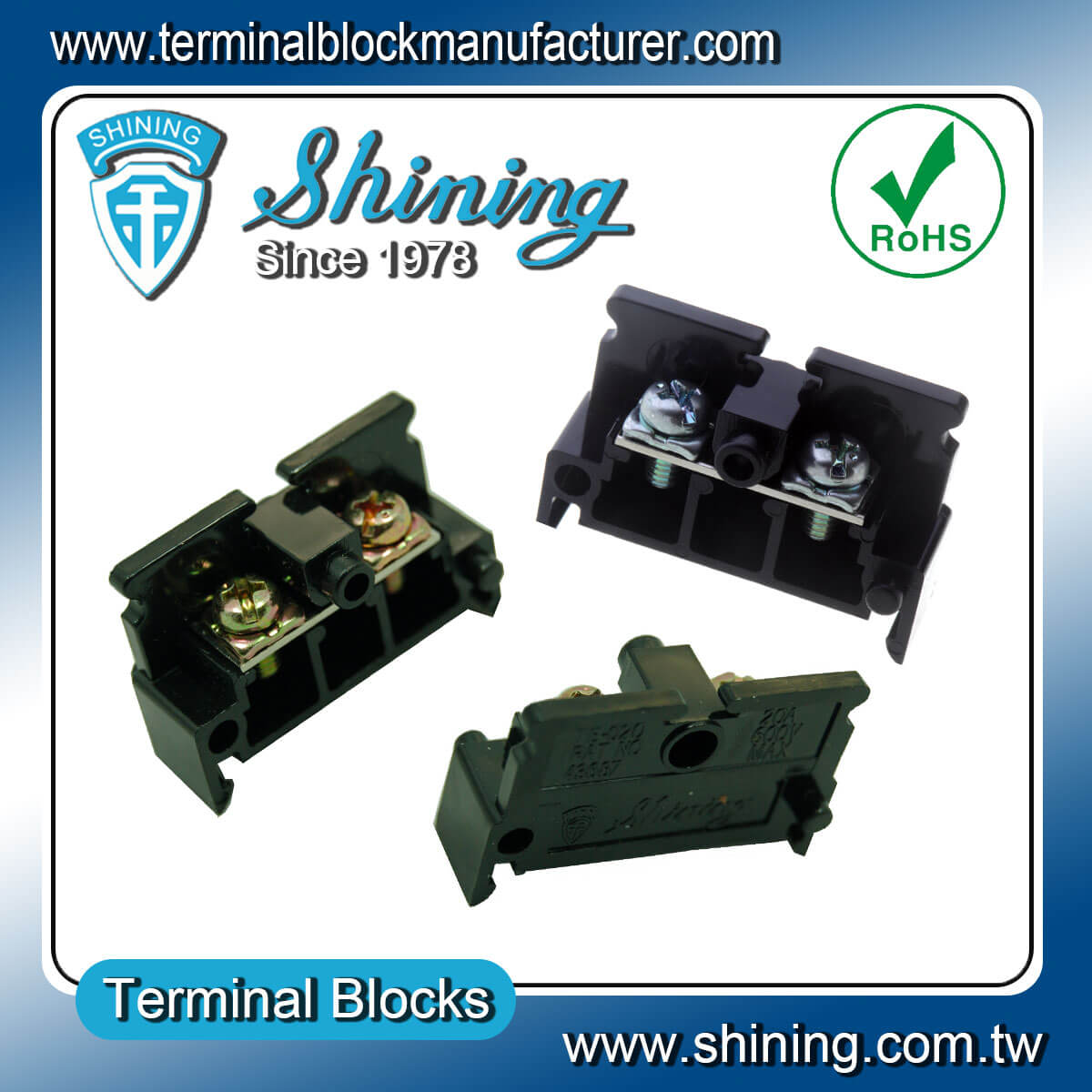 TE-020 35mm Din Rail Mounted Assembly Type 600V 20A Terminal Block