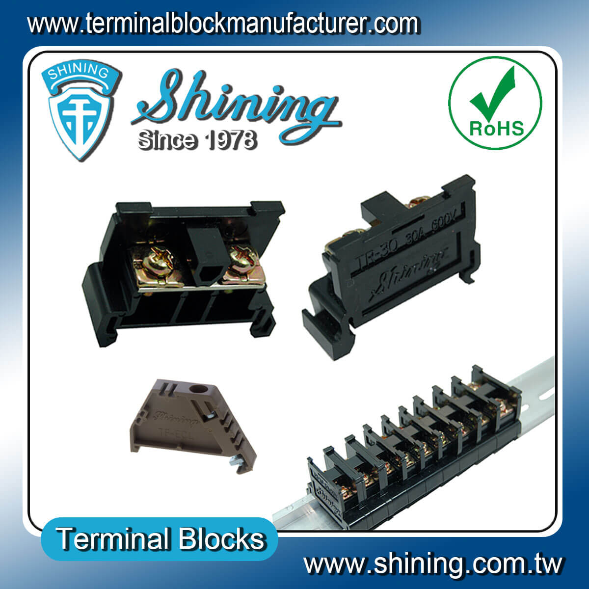 TR-30 35mm Rail Mounted Snap On Type 600V 30A Terminal Block Connector