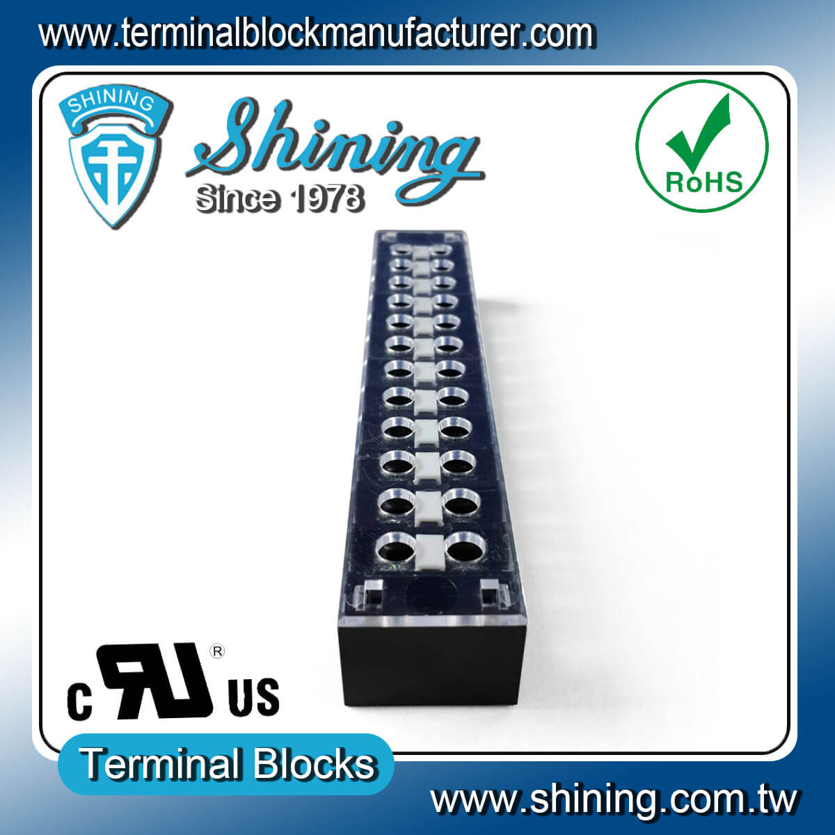 TB-33512CP Fixed Type 300V 35A 12 Position Barrier Terminal Strip