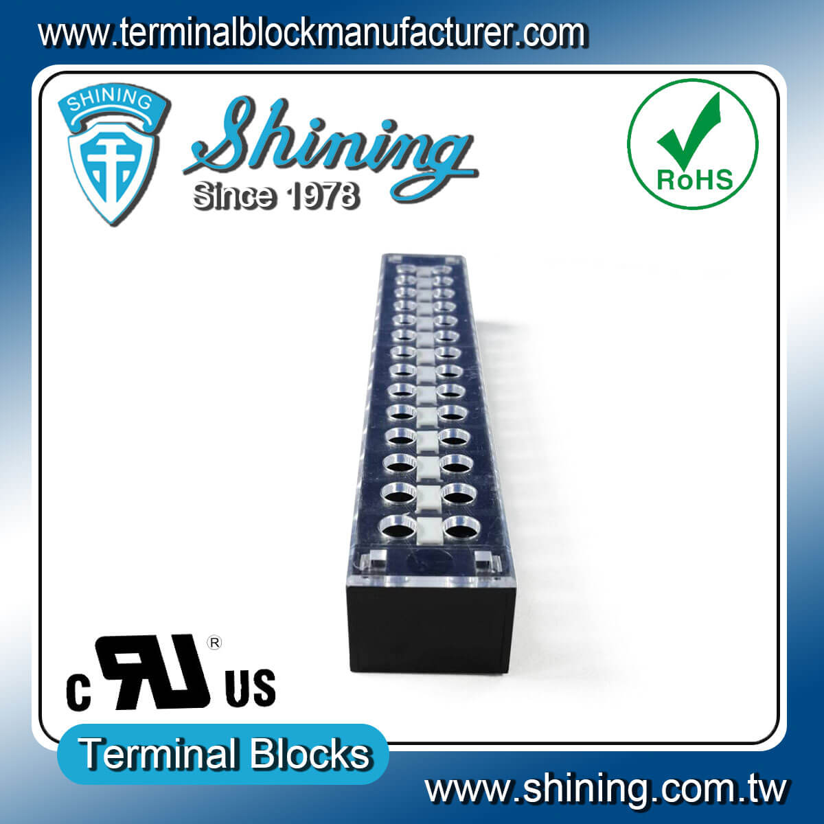 TB-33514CP Fixed Type 300V 35A 14 Position Barrier Terminal Strip