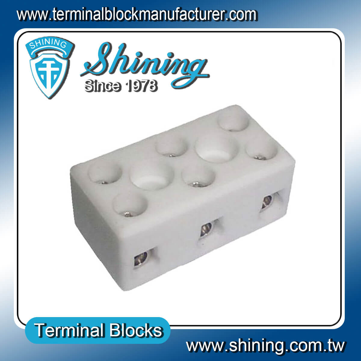 TC-203-A Panel Mounted 600V 20A 3 Pole Ceramic Terminal Block