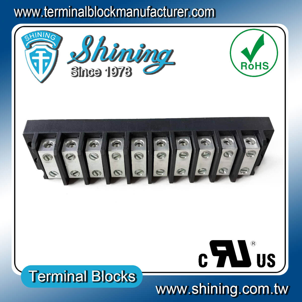 TGP-050-10BSS 600V 50A 10Way Power SplicerTerminal Block